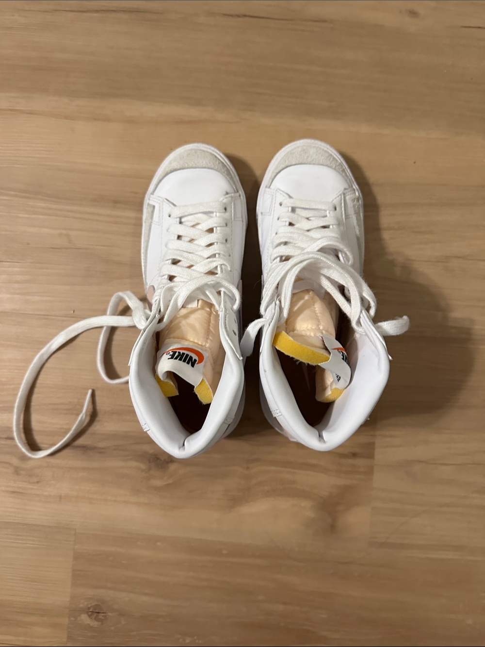 Nike White High-Top Pastel Pink Sneakers 5
